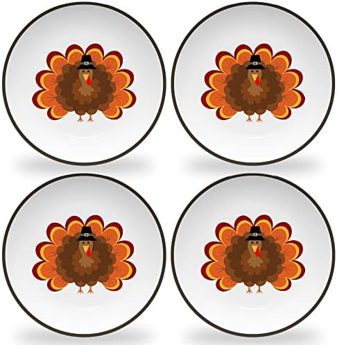 Tiny Expressions - Thanksgiving Plates for Kids - Set of 4 Melamine Thanksgiving Plates with Cute... | Amazon (US)