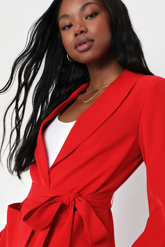 Powerful Presence Red Belted Blazer | Lulus (US)