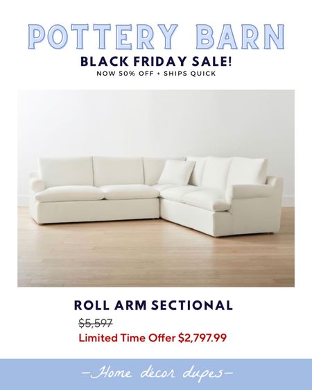 Pottery Barn major Black Friday deals!! Now get 50% OFF this best selling in stock & quick ship roll arm sectional!! Made in a basket weave slub fabric, this is a can’t miss deal!! 🤯

#LTKCyberweek #LTKhome #LTKsalealert