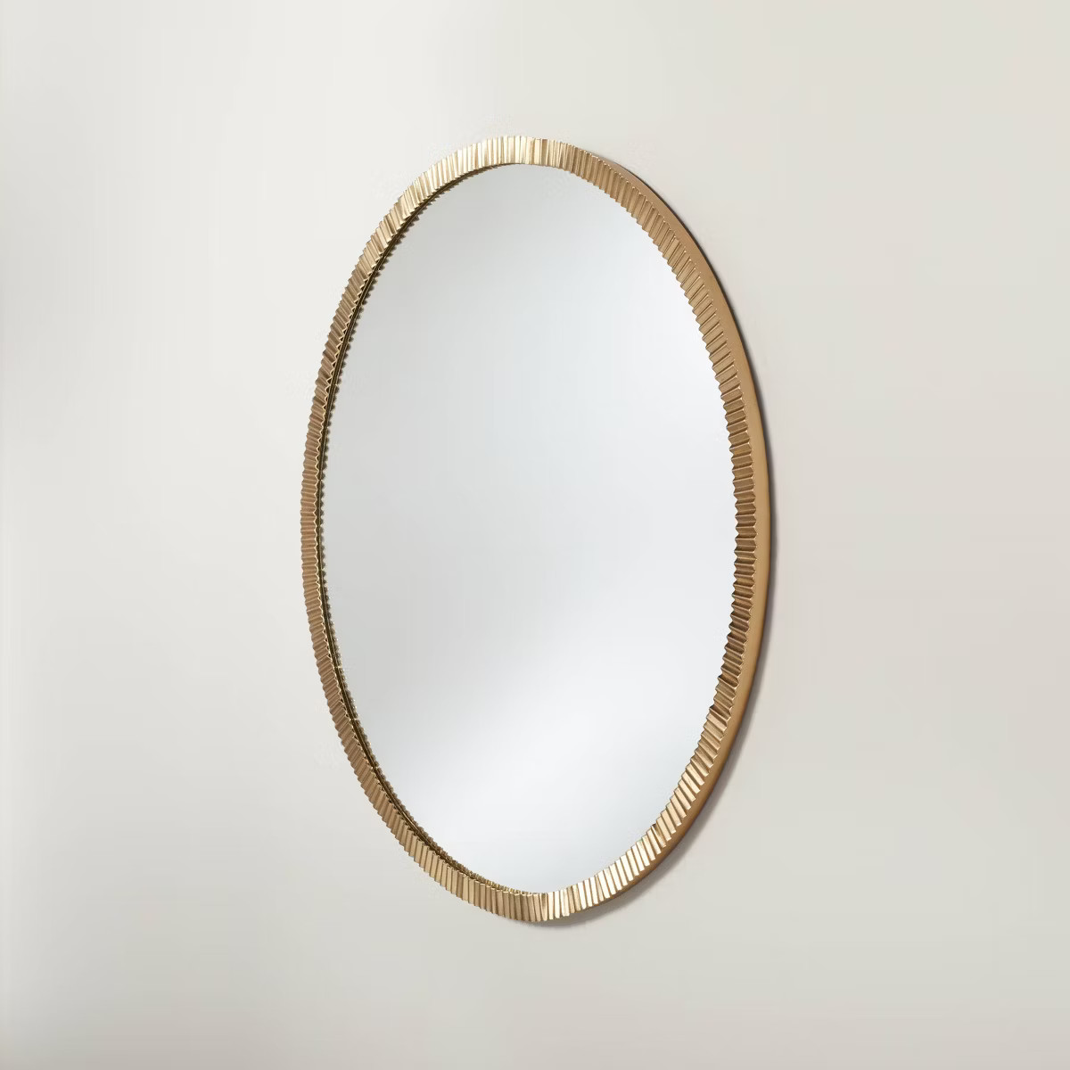 Pleated Brass Round Wall Mirror Antique Finish - Hearth & Hand™ with Magnolia | Target