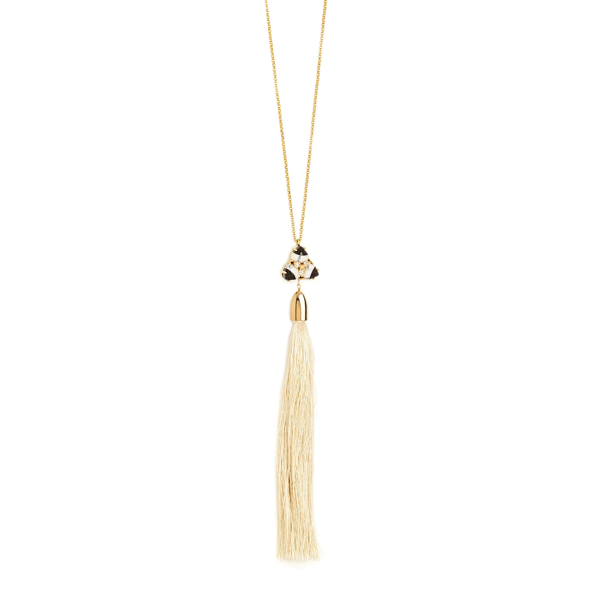 ONYX MARBLE STRIPED ORCHID TASSEL NECKLACE | LELE SADOUGHI