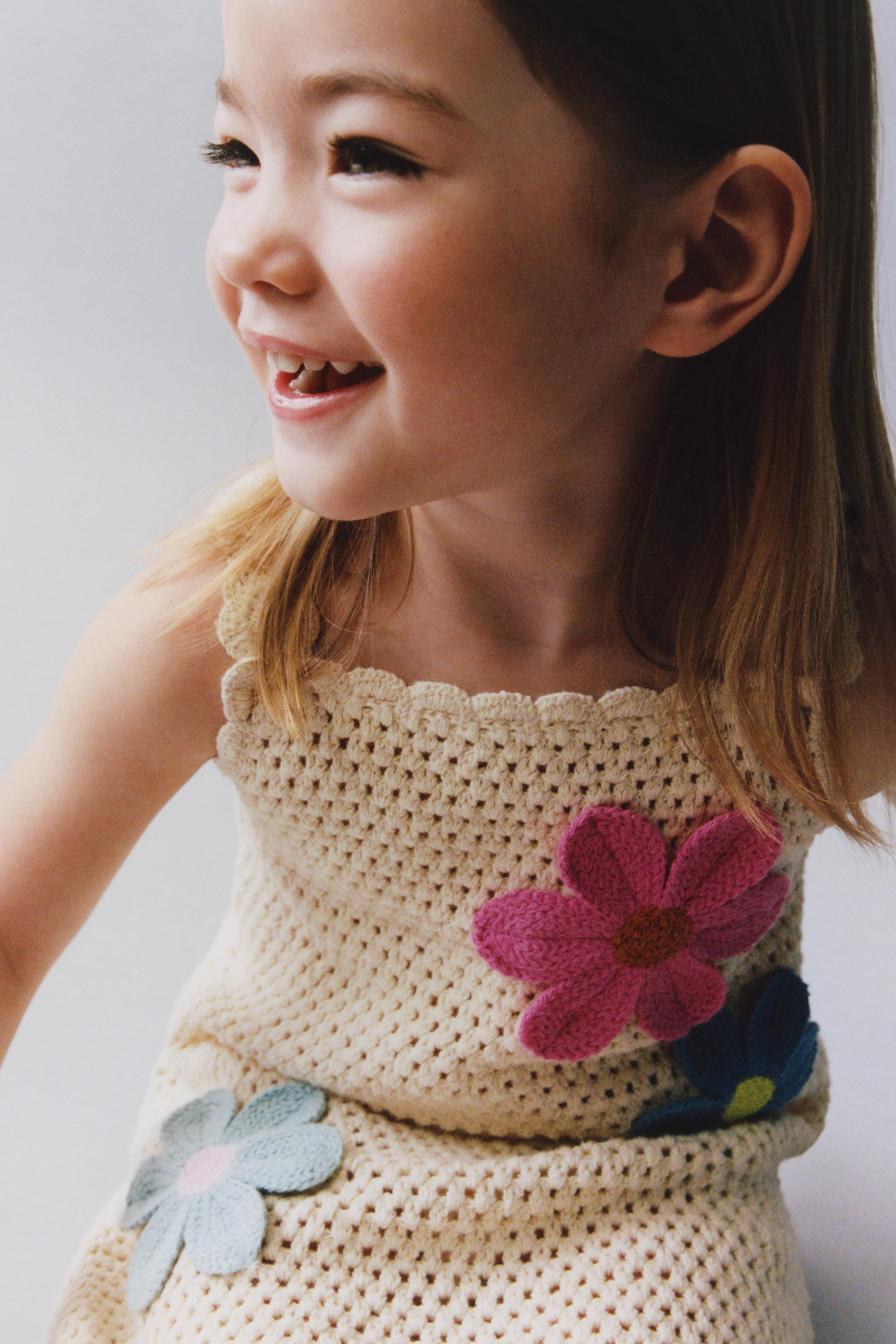 FLORAL CROCHET KNIT DRESS | Zara US