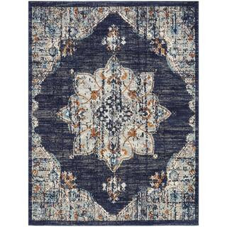 StyleWell Aurora 7 ft. 10 in. x 9 ft. 10 in. Blue Medallion Area Rug 3105641 - The Home Depot | The Home Depot