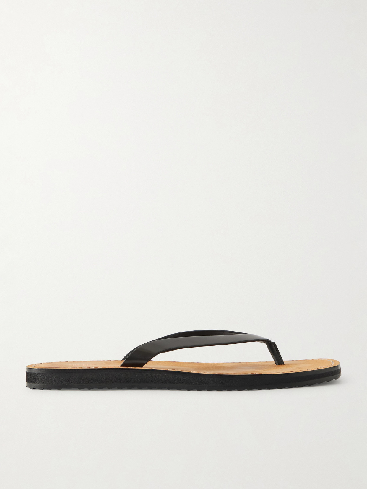 The Row - City Leather Flip Flops - Black | NET-A-PORTER (US)
