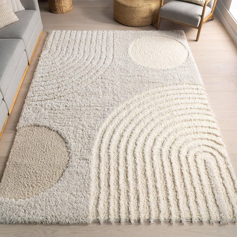 nuLOOM Gloria Abstract Shag Area Rug, 8x10, Beige | Amazon (US)