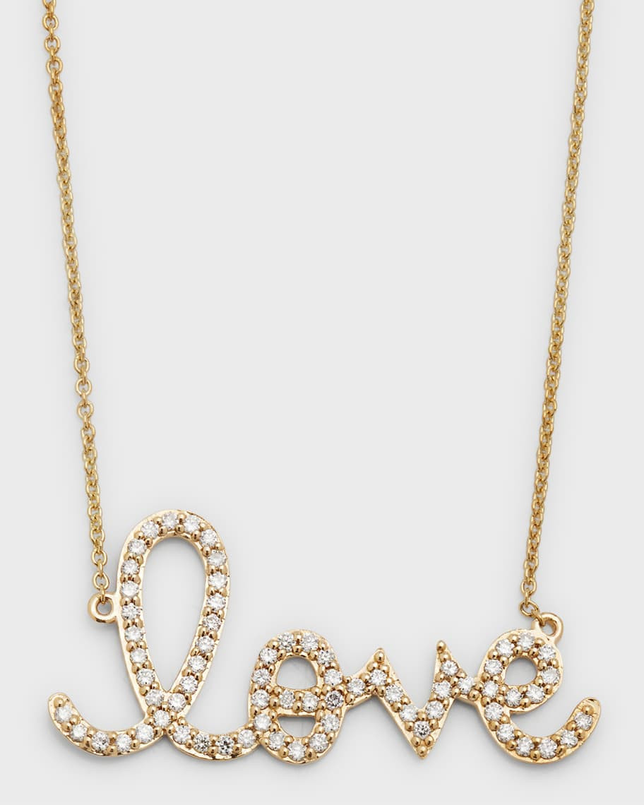 Sydney Evan Large 14k Yellow Gold & Diamond Love Necklace | Neiman Marcus