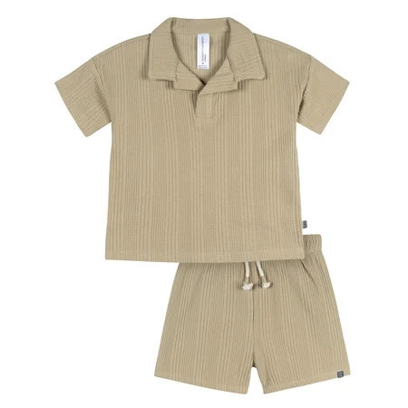 Modern Moments by Gerber Baby and Toddler Boy Johnny Collar Top and Pant Set, 2-Piece, Sizes 0/3 Months - 5T | Walmart (US)