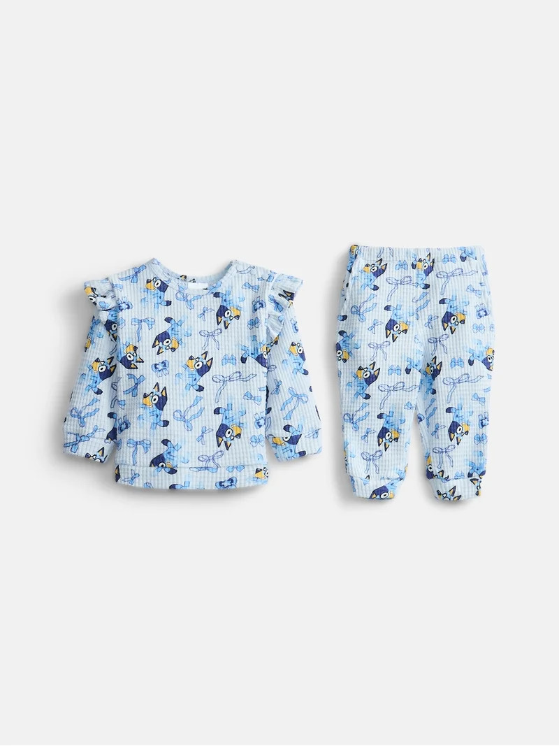Bluey Baby Girls Waffle Knit Top and Pants Set, 2-Piece, Sizes 0M-24M | Walmart (US)