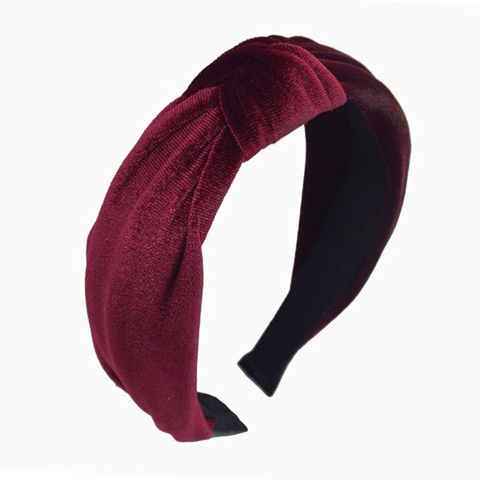 Amazon.com : 1Pcs Velvet Headbands for Women,Wide Headbands Knot Turban Headband Vintage Hairband... | Amazon (US)