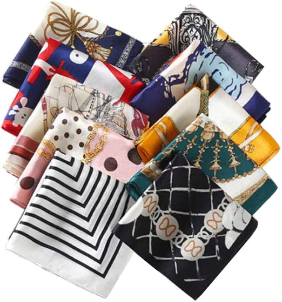 10PCS Women's Square Silky Scarf Satin Scarf Neck Shawl Head Scarf Neckerchief | Amazon (CA)