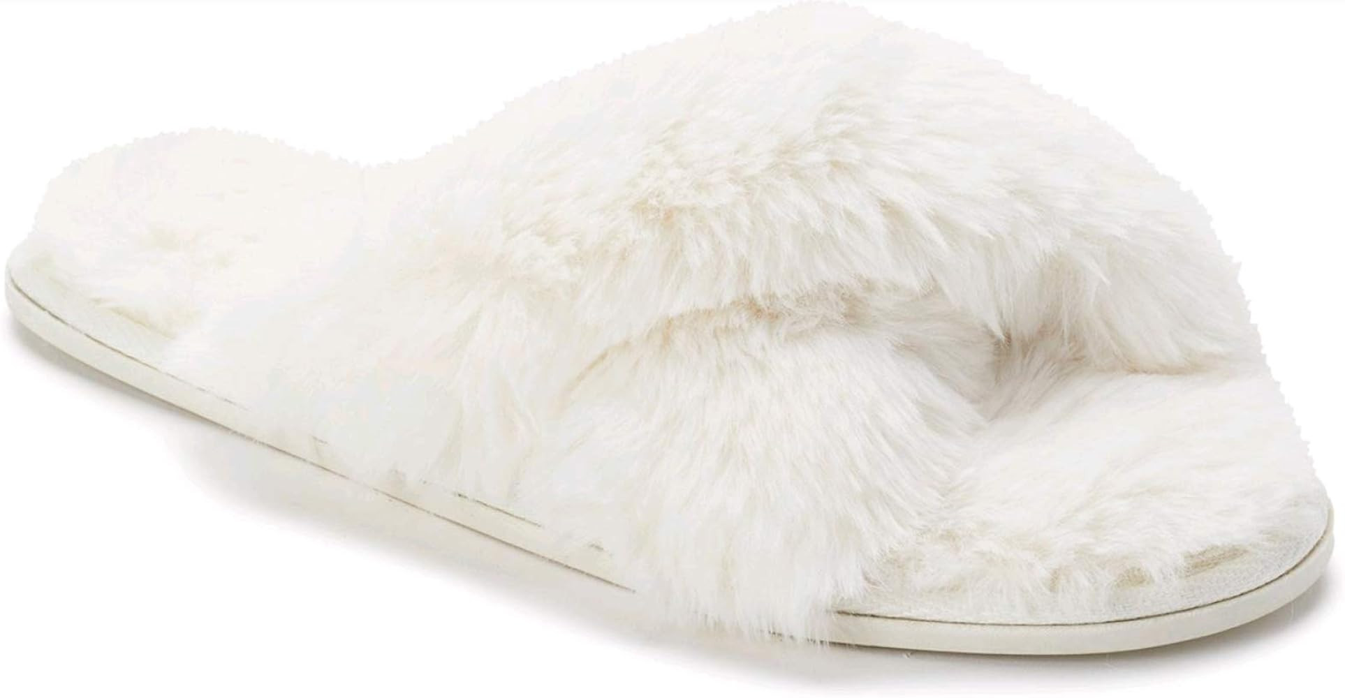 Cream Crossband Plush Slippers | Amazon (US)
