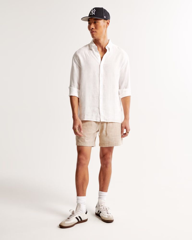 Linen Button-Up Shirt | Abercrombie & Fitch (US)