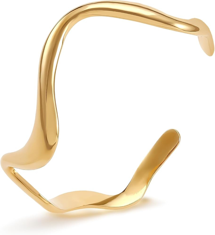Gold Bracelets For Women Open Chunky Gold Bracelet Hollow Wide Cuff Bracelets For Women Adjustable Cuff Bangle Bracelet | Amazon (US)