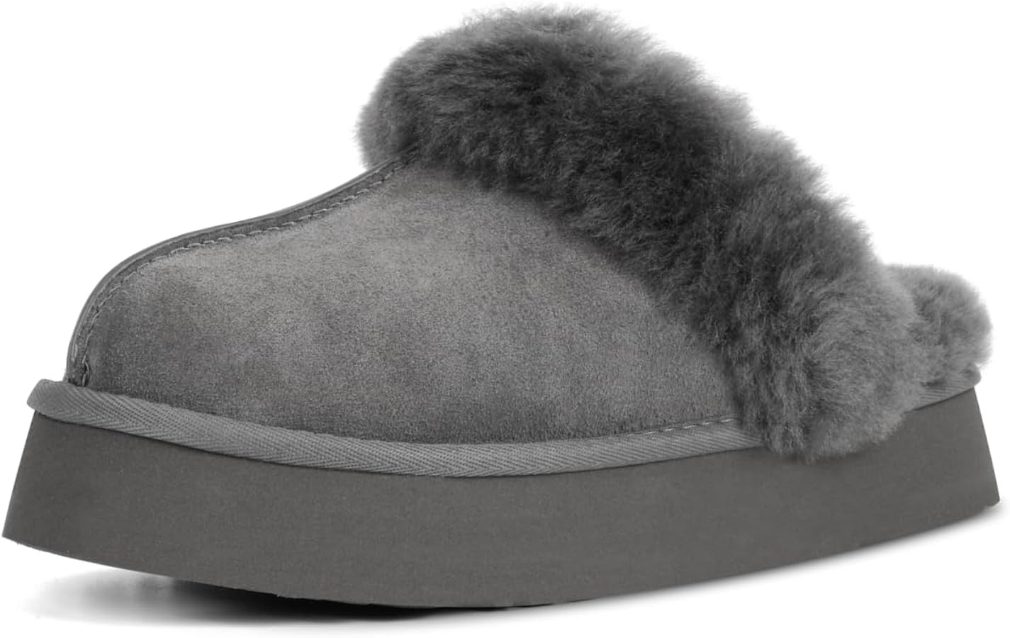 OOW Fuzzy Platform Slippers for Women - Women's Casual Winter House Slippers - Brown, Faux Fur & ... | Amazon (US)