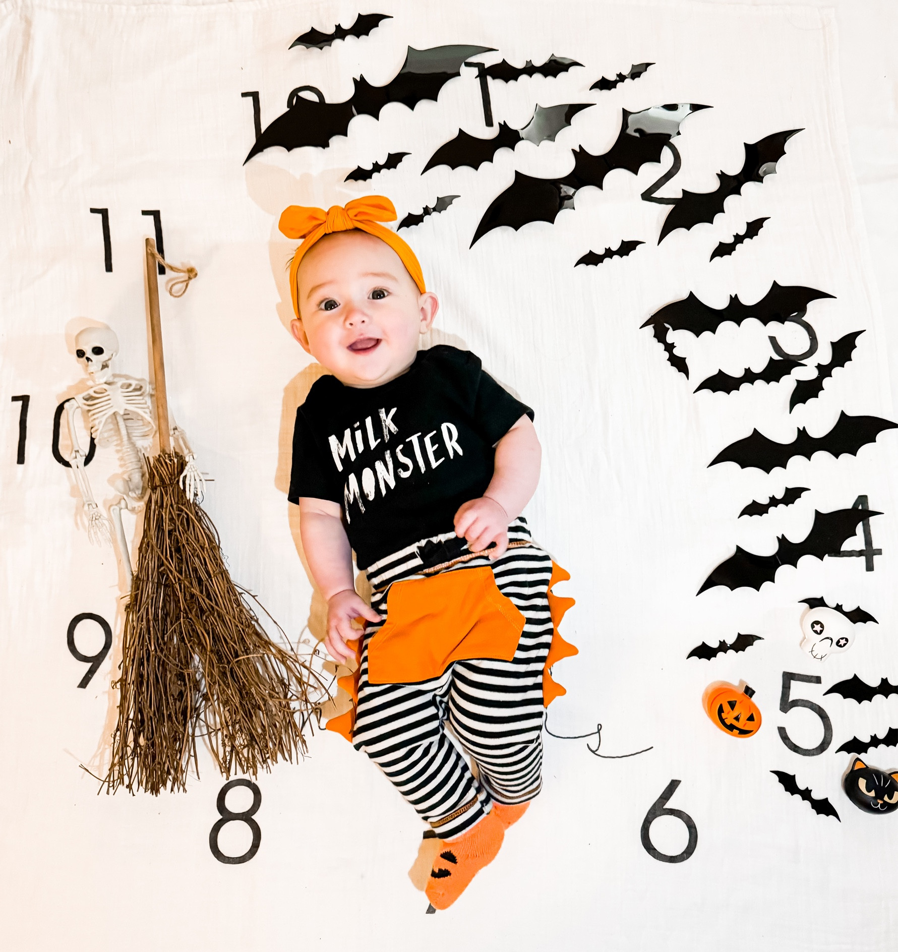 Halloween Milk Monster 5 month old Baby Milestone Set-up 

#LTKBaby #LTKSeasonal