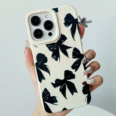 Bow-Knot Black Bow Tie Design Shockproof Phone Case Compatible With IPhone 16 Pro Max, 14, 13, 12, 11 Pro Max, XS Max, X, XR, 8, 7, Plus, Mini, Can Be | SHEIN