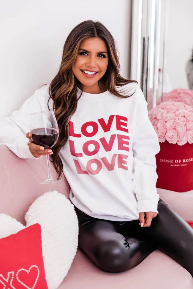Love Ombre Wave Graphic White Sweatshirt | The Pink Lily Boutique