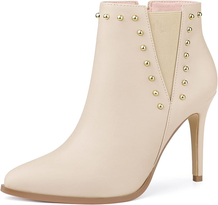 Allegra K Women's Pointed Toe Stiletto Heels Heel Chelsea Ankle Boots | Amazon (US)