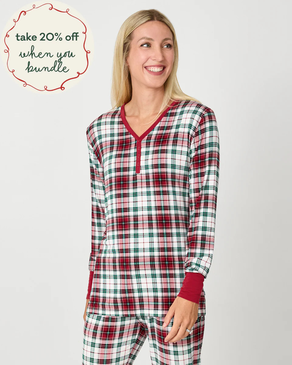 Holly Plaid Women's Long Sleeve Pajama Top | Little Sleepies