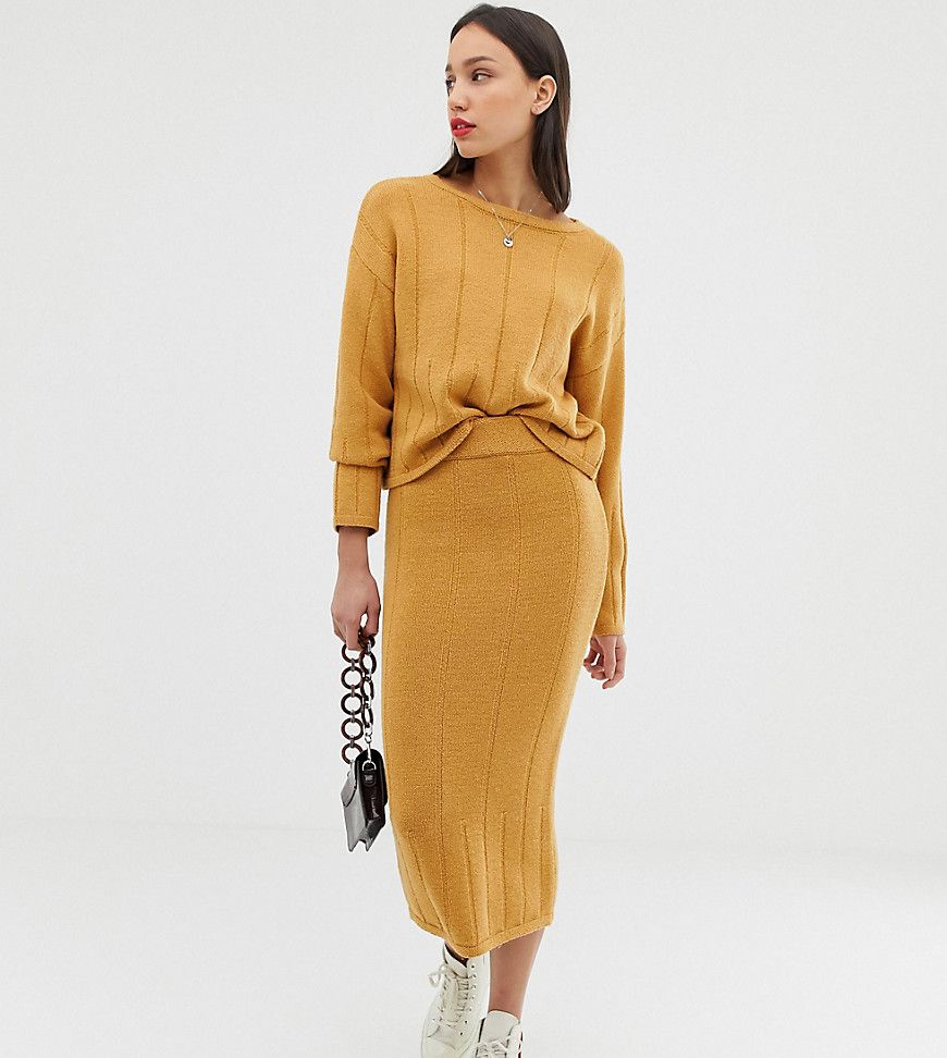 ASOS DESIGN Tall two-piece chunky midi skirt - Stone | ASOS US