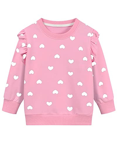 DDSOL Toddler Girls Heart Sweater Pink Sweatshirts Crewneck Kids Girl Ruffle Long Sleeve Cotton Fall Winter Clothes Valentine Shirts Tops White Heart 6T | Amazon (US)