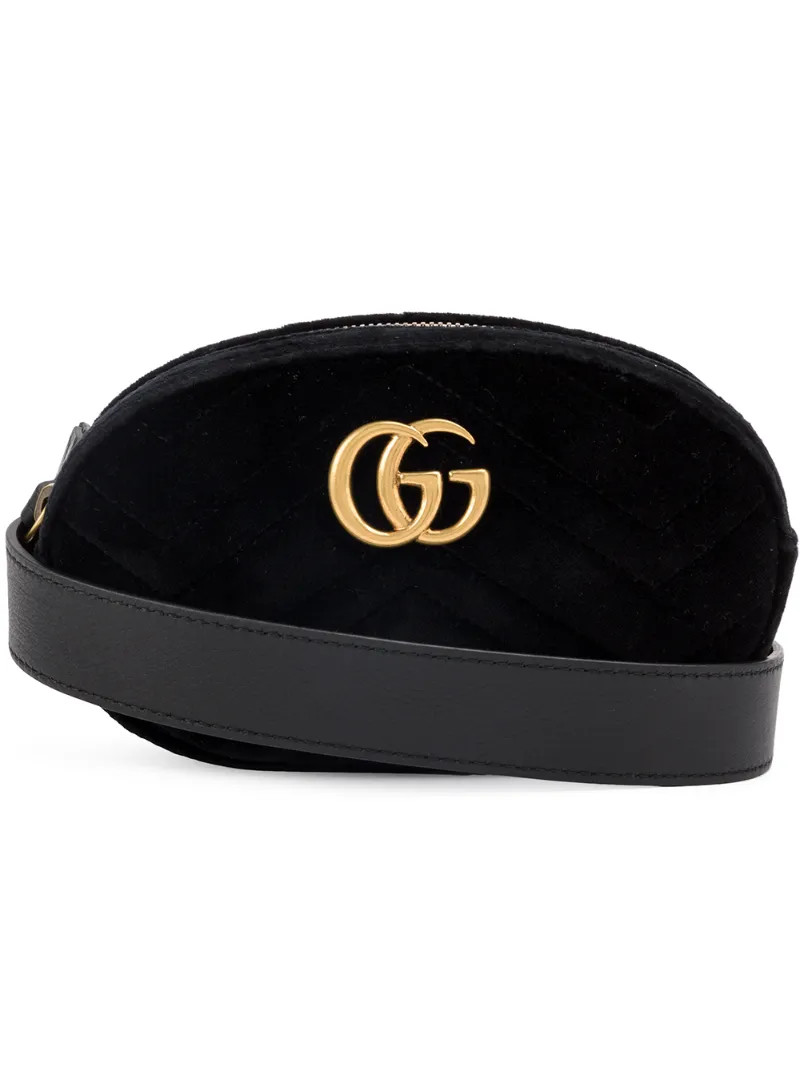 Gucci - Black Marmont Velvet Belt Bag - women - Leather/Velvet - 85, Leather/Velvet | FarFetch US