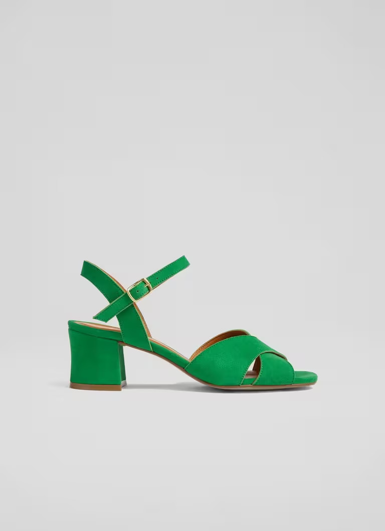 Alba Green  Suede Cross Front Sandal | L.K. Bennett (UK)