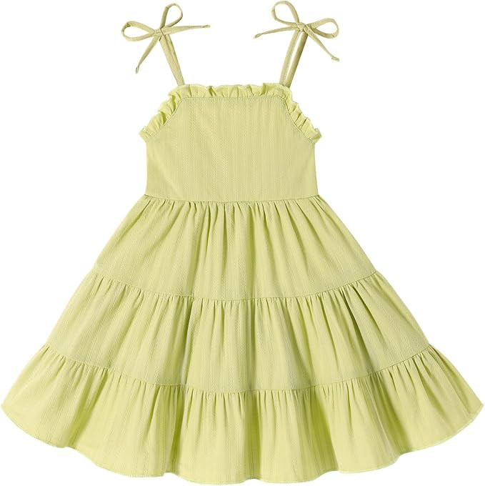 JEELLIGULAR Toddler Girl Summer Dress Tie Strap Sleeveless Sundress White/Floral/Denim Beach Dres... | Amazon (US)