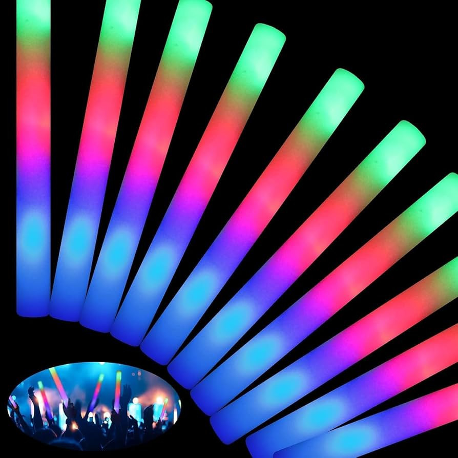 HONLYNE100 PCS Foam Glow Sticks, Bulk Glow Sticks with 3 Modes Colorful Flashing, LED Light Stick... | Amazon (US)