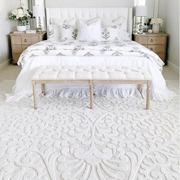 My Texas House Scrollwork High-low Area Rug by Orian Bluebonnets - Natural 1'11" x 7'6" | Bed Bath & Beyond