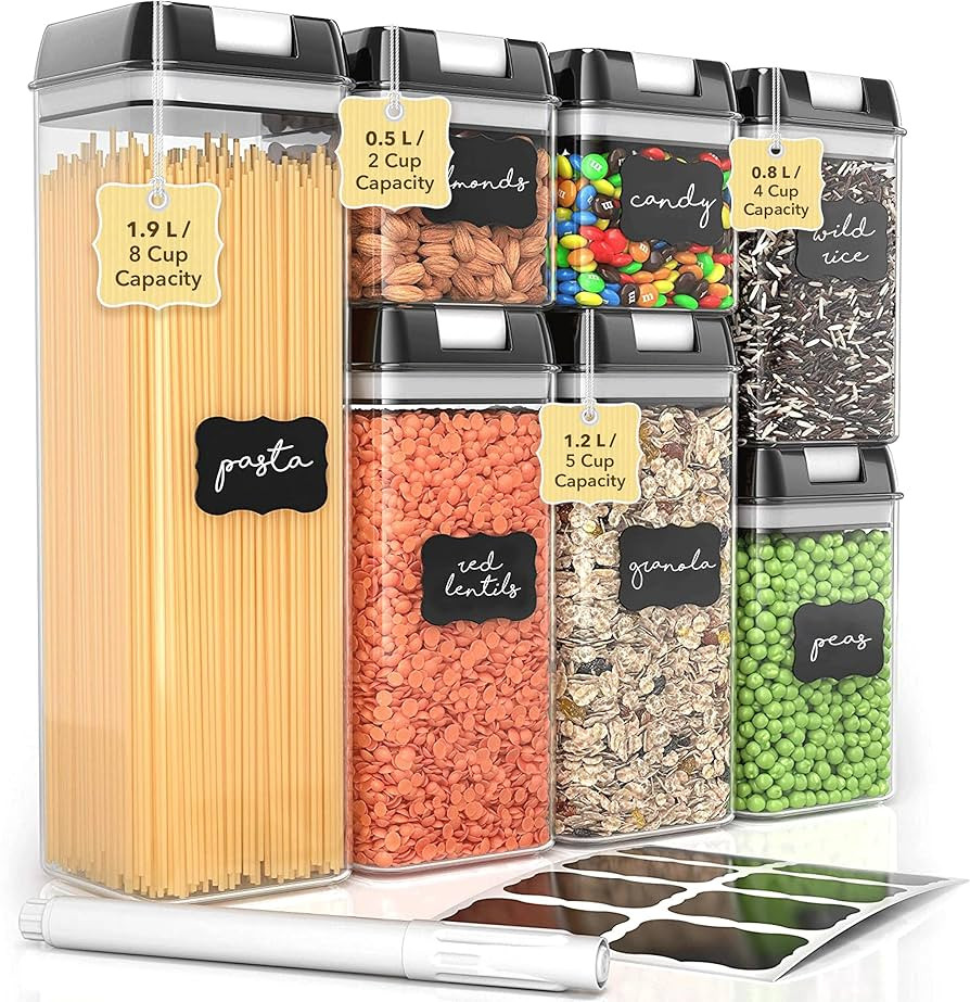 Simply Gourmet Airtight Food Storage Containers with Lids – 7 Piece Assorted Size Kitchen Pantr... | Amazon (US)