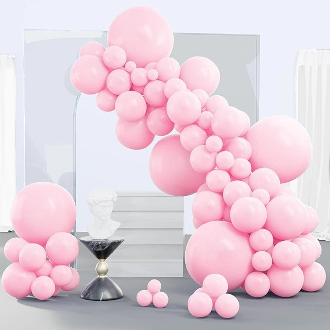 PartyWoo Pastel Pink Balloons, 140 pcs Pink Balloons Different Sizes Pack of 18 Inch 12 Inch 10 I... | Amazon (US)
