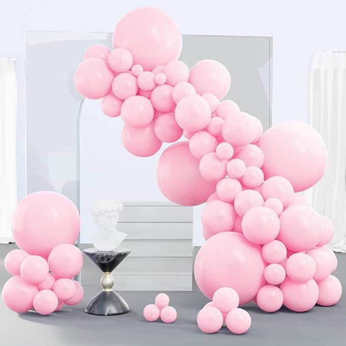 PartyWoo Pastel Pink Balloons, 140 pcs Pink Balloons Different Sizes Pack of 18 Inch 12 Inch 10 I... | Amazon (US)