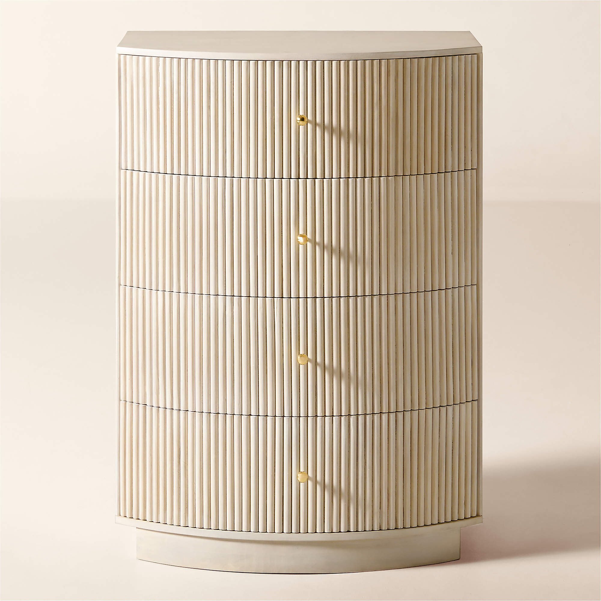 Cameo 33" Fluted Whitewash Wood 4-Drawer Tall Dresser + Reviews | CB2 | CB2