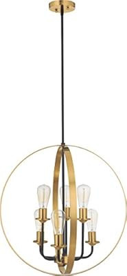 Craftmade 50336-FBSB Randolph Foyer Pendant, 6-Light 360 Watts, Flat Black/Satin Brass | Amazon (US)