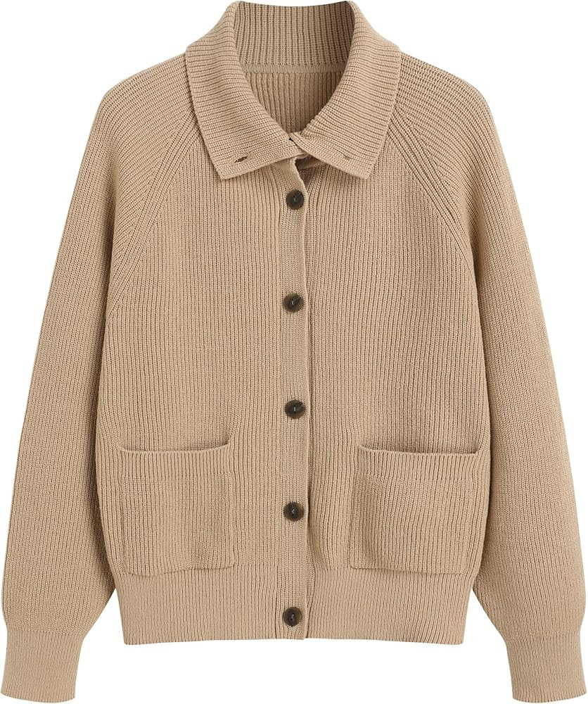 ZAFUL Women's Fall Chunky Cardigan Sweaters Trendy 2025 Mock Neck Button Down Long Sleeve Casual ... | Amazon (US)