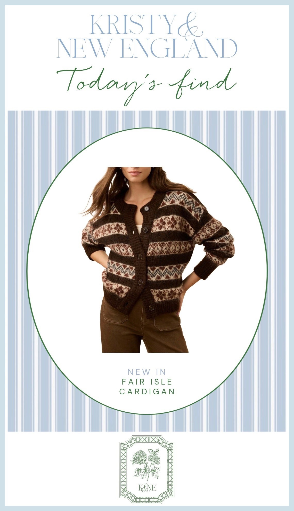 Cute brown fair isle cardigan 

#LTKOver40 #LTKSaleAlert