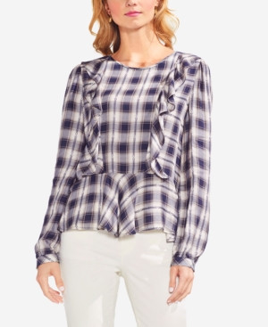 Vince Camuto Plaid Ruffled Top | Macys (US)