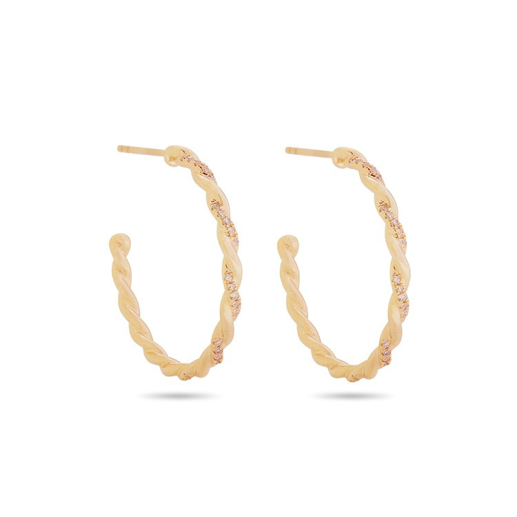 Large Pave Twist Hoops | Stone & Strand