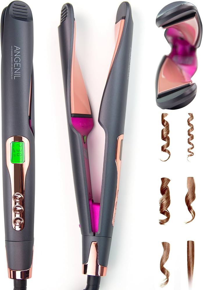 ANGENIL Pro Twist Ceramic Flat Iron 1 Inch, Dual Voltage Hair Straightener and Curler 2 in 1, Mul... | Amazon (US)