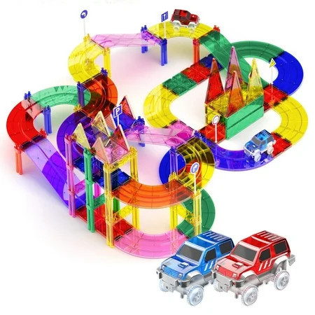 PicassoTiles Race Track Magnetic Tiles for Kids – 81PCS STEM Building Set with 2 Racing Cars, Educational Construction Toy, Creative Play Kit | Walmart (US)