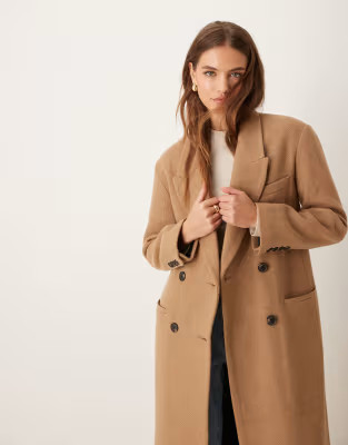 ASOS DESIGN premium wool dad coat in camel | ASOS (Global)