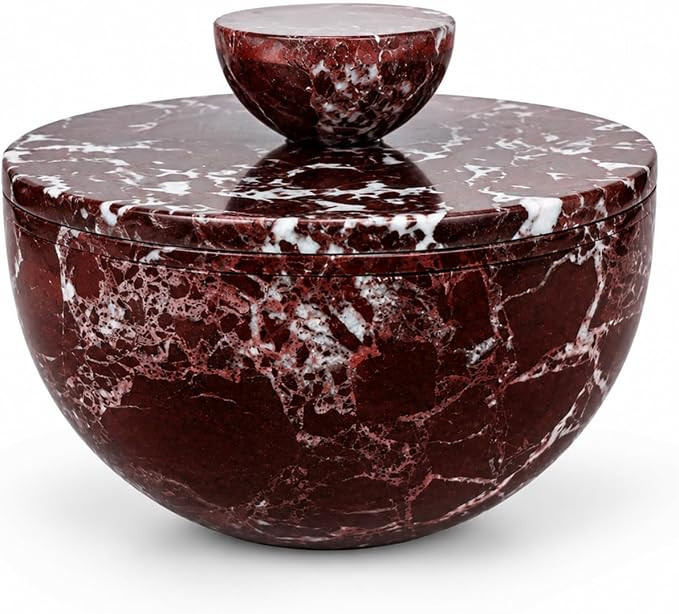 Sissi & yaya Red Marble Bowl with Lid, Decorative Storage Jar for Nuts 4.7" | Amazon (US)