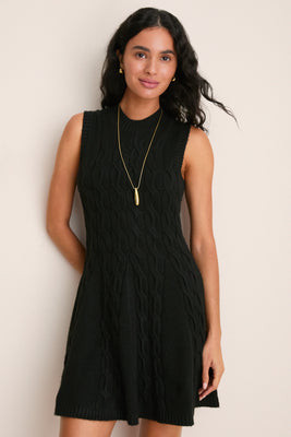 Black Cable Knit Mini Saxon Dress | Tuckernuck (US)