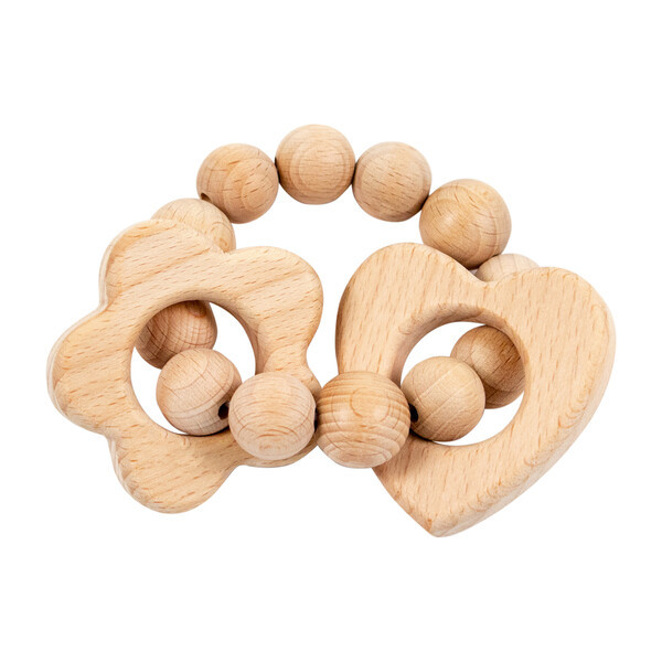 Wooden Teether, Flower & Heart | Maisonette