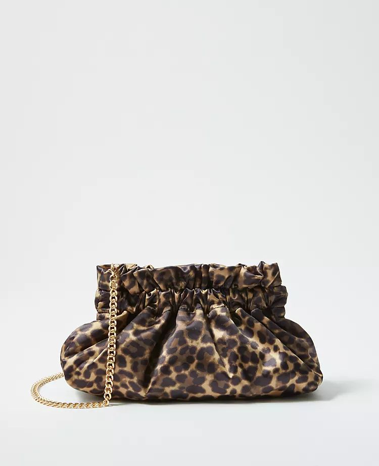 Cheetah Print Ruched Clutch Bag | Ann Taylor (US)
