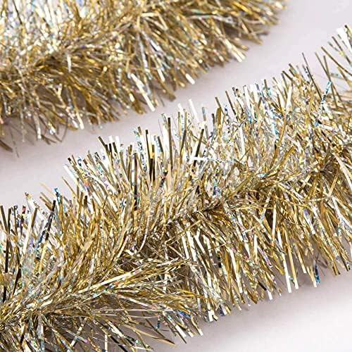 iPEGTOP 26.2ft Christmas Tinsel Garland, Classic Thick Colorful Reflections Shiny Sparkly Soft Pa... | Amazon (US)