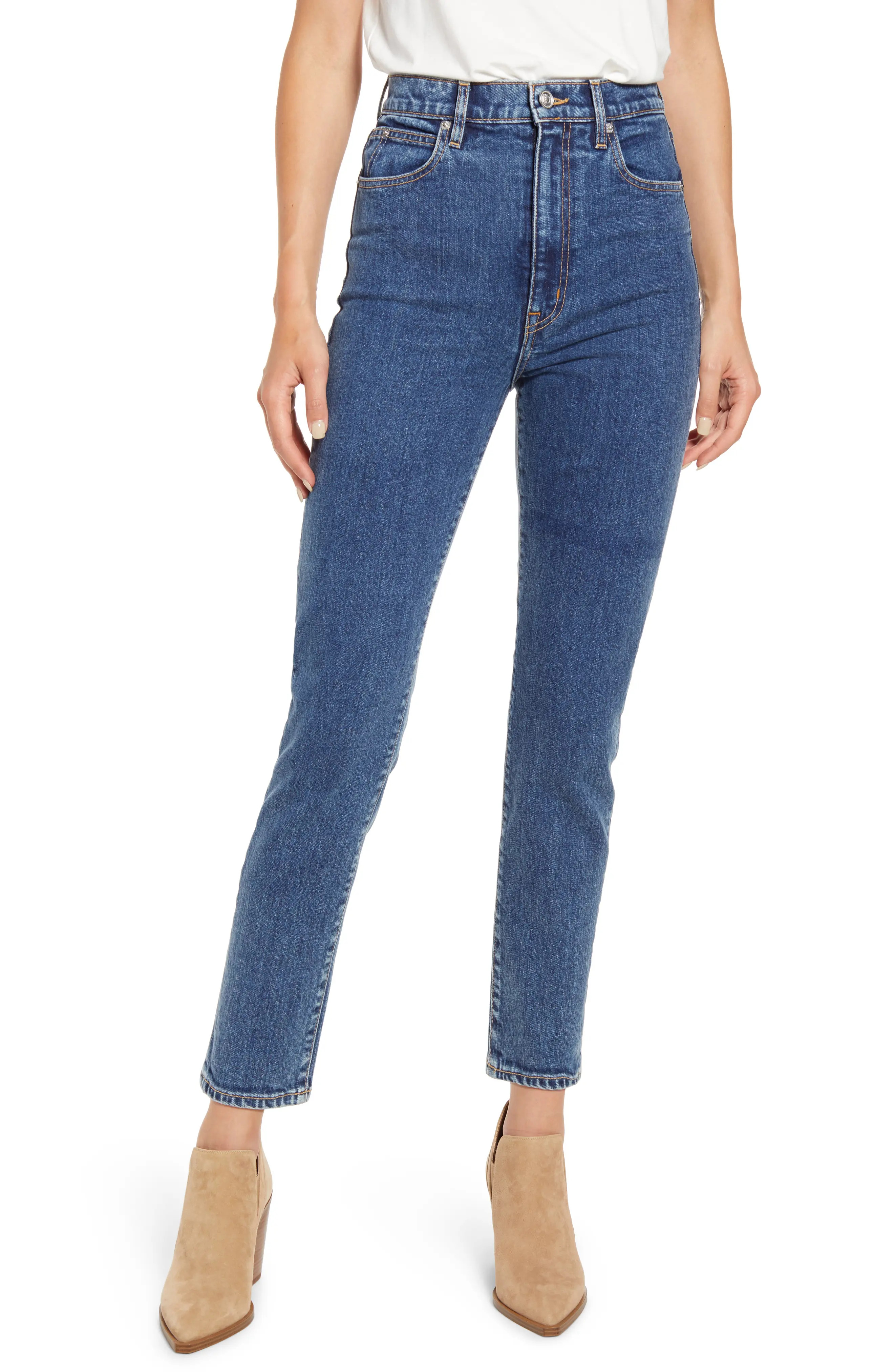 SLVRLAKE Beatnik High Waist Ankle Slim Jeans, Size 25 in Promised Land at Nordstrom | Nordstrom