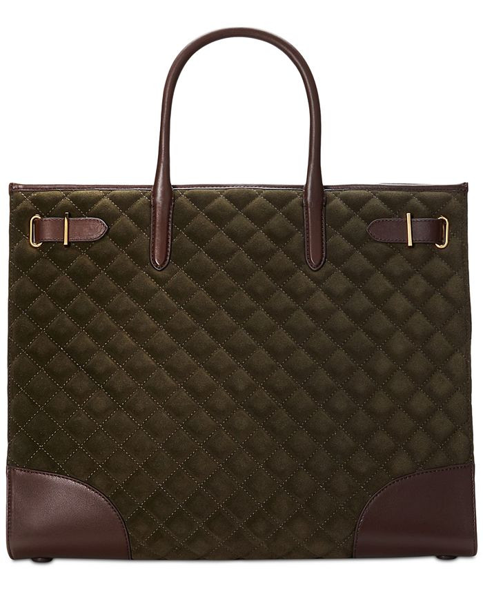 Lauren Ralph Lauren Quilted Suede Devyn Tote Bag - Macy's | Macys (US)