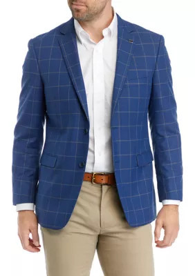 Crown & Ivy Men's Blue Windowpane Sport Coat, 42 Short | Belk